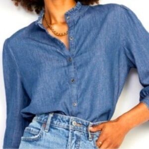 NWT Ruffle-Neck Jean Shirt